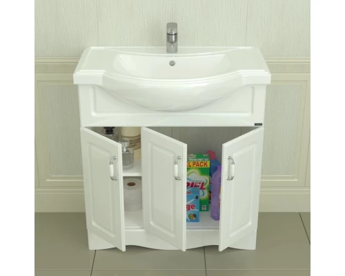 Тумба с раковиной белый глянец 81 см Санта Верона 700113 + CLASSIC80