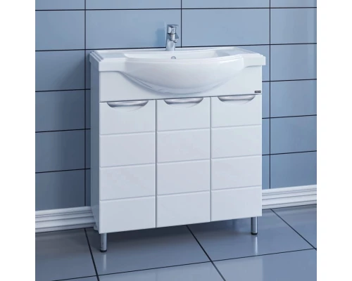 Тумба с раковиной белый глянец 80,5 см Санта Родос 206023 + CLASSIC80