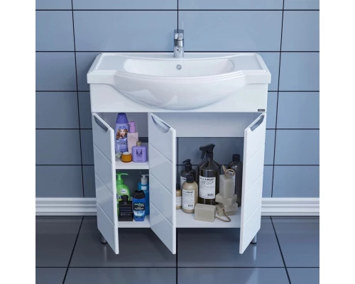 Тумба с раковиной белый глянец 80,5 см Санта Родос 206023 + CLASSIC80