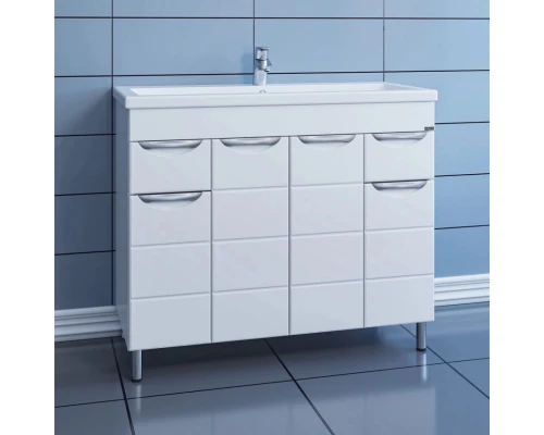 Тумба с раковиной белый глянец 101 см Санта Родос 206016 + FOCTEP100