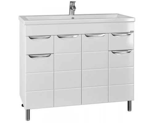 Тумба с раковиной белый глянец 101 см Санта Родос 206016 + FOCTEP100