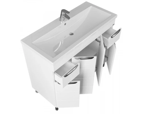 Тумба с раковиной белый глянец 101 см Санта Родос 206016 + FOCTEP100