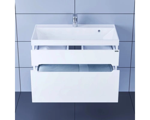 Тумба с раковиной белый глянец 80,5 см Санта Лондон 224004L + CLASSIC80M