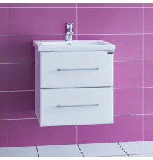 Тумба с раковиной белый глянец 50 см Санта Омега 207035 + FOCTEP50