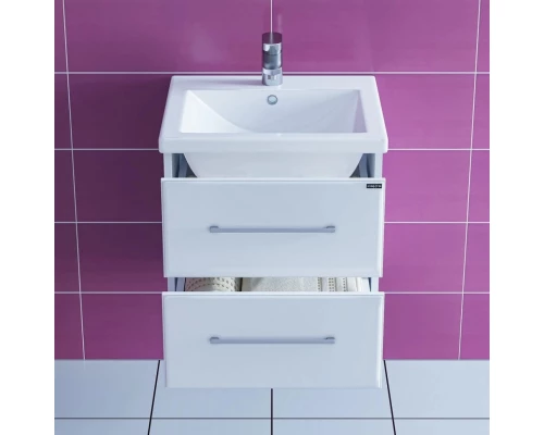 Тумба с раковиной белый глянец 50 см Санта Омега 207035 + FOCTEP50