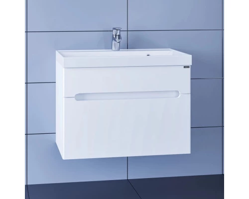 Тумба с раковиной белый глянец 70 см Санта Лондон 224003L + CLASSIC70M