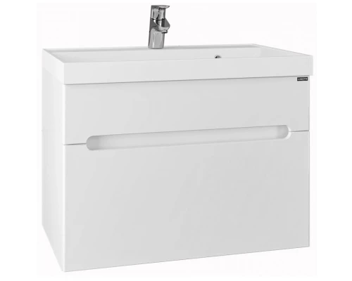 Тумба с раковиной белый глянец 70 см Санта Лондон 224003L + CLASSIC70M