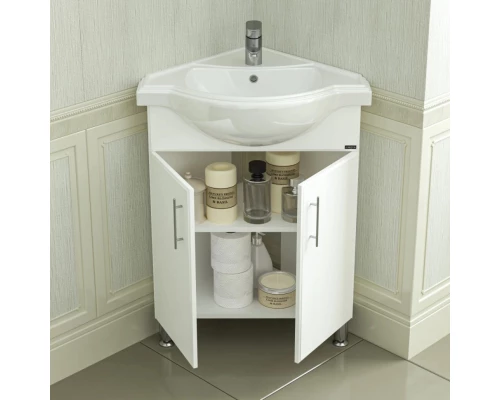 Тумба с раковиной белый глянец Санта Аврора 216001 + KLACCIKYGLOBOI