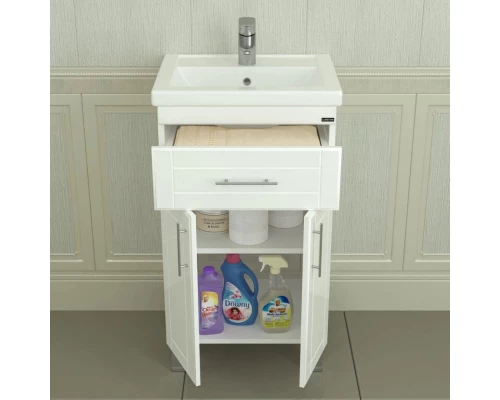 Тумба с раковиной белый глянец 50 см Санта Дублин 223002 + FOCTEP50