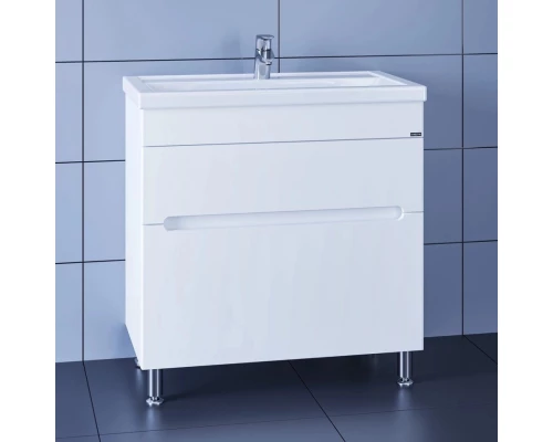 Тумба с раковиной белый глянец 81,5 см Санта Лондон 224007L + FOCTEP80