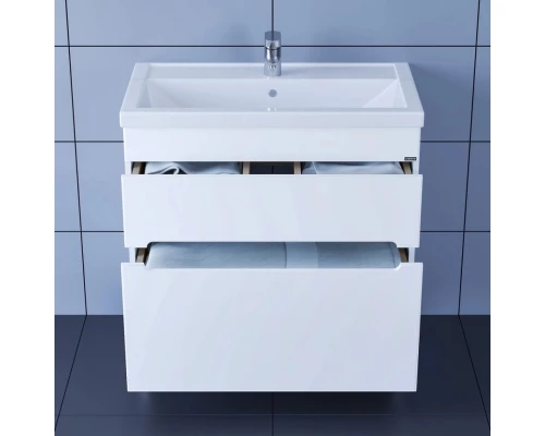 Тумба с раковиной белый глянец 81,5 см Санта Лондон 224007L + FOCTEP80