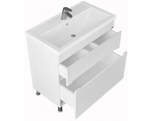 Тумба с раковиной белый глянец 81,5 см Санта Лондон 224007L + FOCTEP80