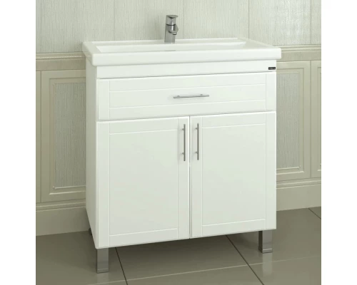 Тумба с раковиной белый глянец 81,5 см Санта Дублин 223005 + FOCTEP80