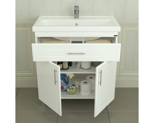 Тумба с раковиной белый глянец 81,5 см Санта Дублин 223005 + FOCTEP80