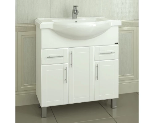 Тумба с раковиной белый глянец 81 см Санта Дублин 223008 + CLASSIC80