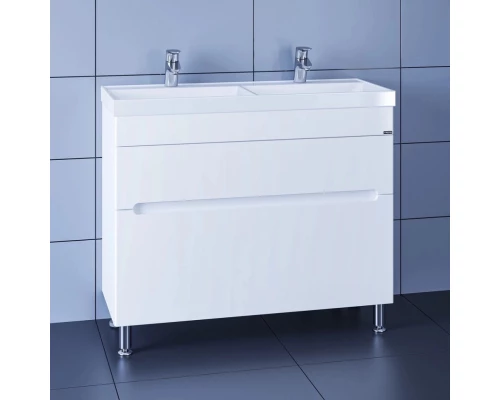 Тумба с раковиной белый глянец 100 см Санта Лондон 700174 + YUPITEP100