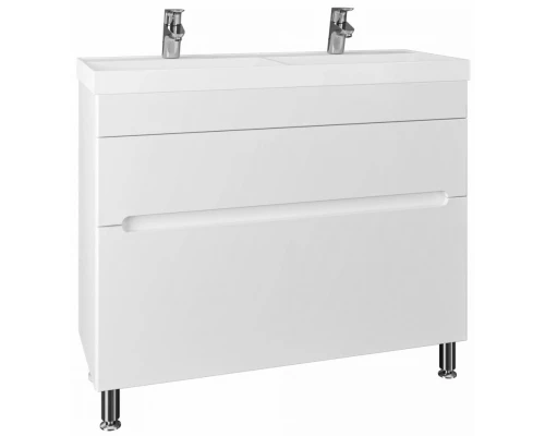 Тумба с раковиной белый глянец 100 см Санта Лондон 700174 + YUPITEP100