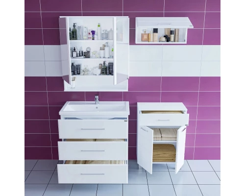 Комплект мебели белый глянец 81 см Санта Омега 207006 + FOCTEP80 + 700180