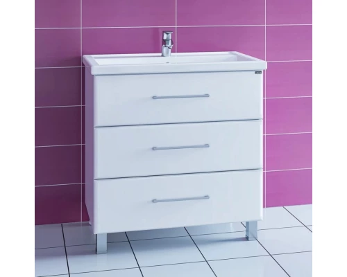 Тумба с раковиной белый глянец 81 см Санта Омега 207006 + FOCTEP80