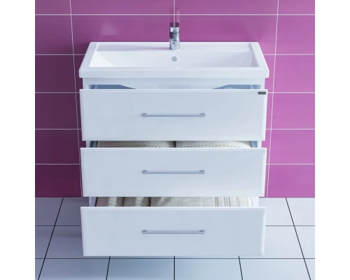 Тумба с раковиной белый глянец 81 см Санта Омега 207006 + FOCTEP80