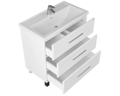 Тумба с раковиной белый глянец 81 см Санта Омега 207006 + FOCTEP80