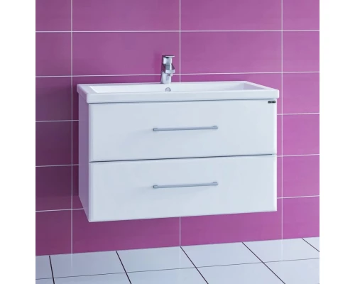 Тумба с раковиной белый глянец 81 см Санта Дублин 207005 + FOCTEP80