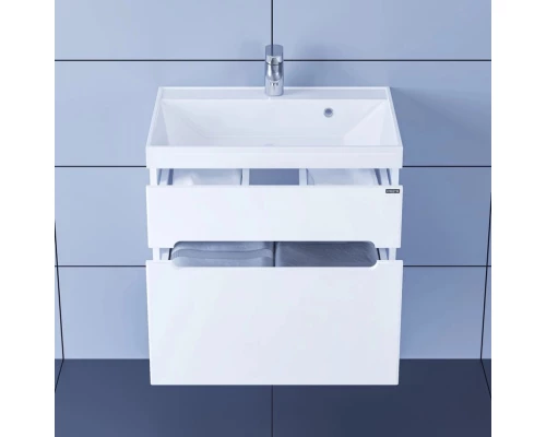 Тумба с раковиной белый глянец 60,3 см Санта Лондон 224002L + CLASSIC60M