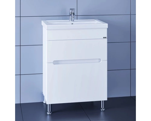 Тумба с раковиной белый глянец 61 см Санта Лондон 224005L + FOCTEP60