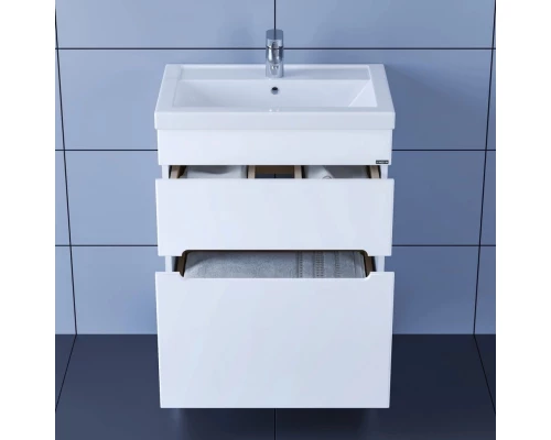 Тумба с раковиной белый глянец 61 см Санта Лондон 224005L + FOCTEP60