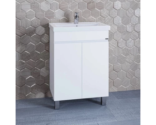 Тумба с раковиной белый глянец 61 см Санта Марс 700240 + FOCTEP60