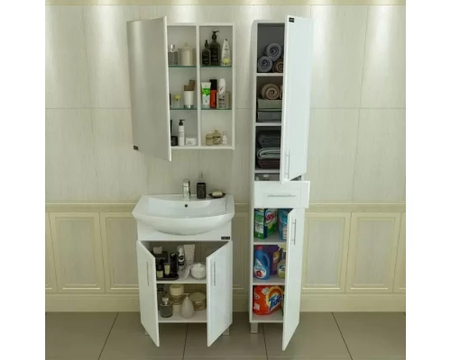 Комплект мебели белый глянец 60 см Санта Дублин 223006 + GPACIYA60 + 123003