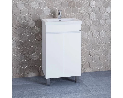 Тумба с раковиной белый глянец 46,5 см Санта Марс 700239 + FOCTEP50