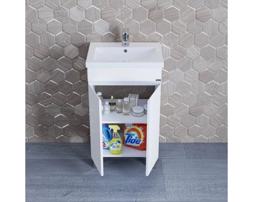 Тумба с раковиной белый глянец 46,5 см Санта Марс 700239 + FOCTEP50