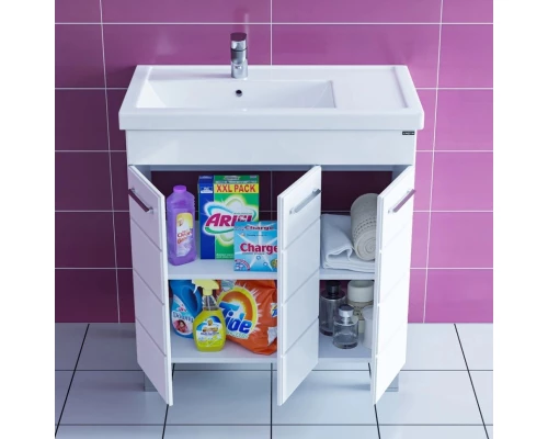 Тумба с раковиной белый глянец 81 см Санта Омега 207051 + Foctep80P