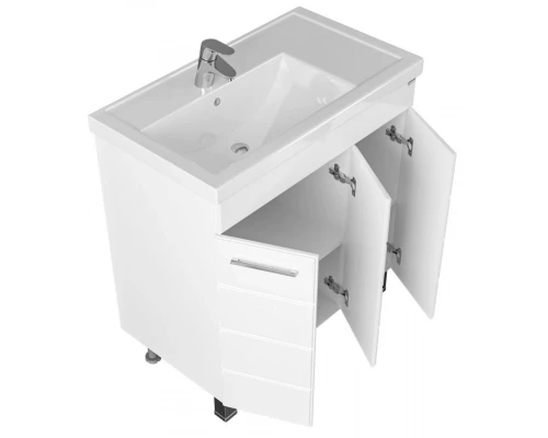 Тумба с раковиной белый глянец 81 см Санта Омега 207051 + Foctep80P