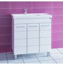 Тумба с раковиной белый глянец 81 см Санта Омега 207051 + Foctep80P