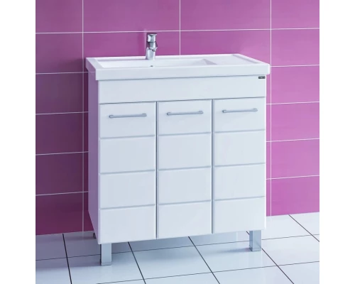 Тумба с раковиной белый глянец 81 см Санта Омега 207051 + Foctep80P