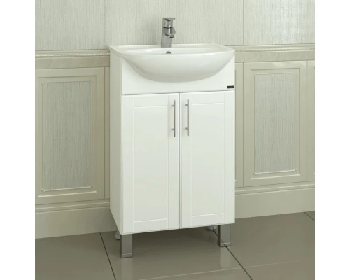 Тумба с раковиной белый глянец 50 см Санта Дублин 223011 + YYUT50