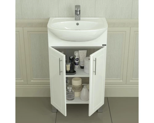 Тумба с раковиной белый глянец 50 см Санта Дублин 223011 + YYUT50