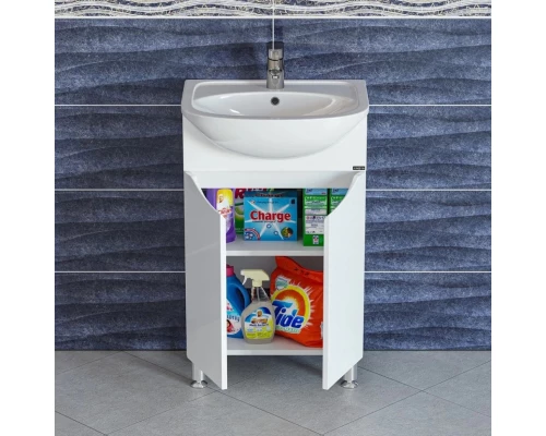 Тумба с раковиной белый глянец 51 см Санта Сатурн 700226 + YYUT50