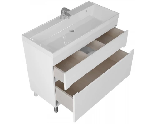 Тумба с раковиной белый глянец 100 см Санта Лондон 224030 + CLASSIC100M