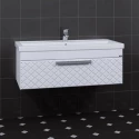 Тумба с раковиной белый глянец 100 см Санта Калипсо 217006LN + FOCTEP100