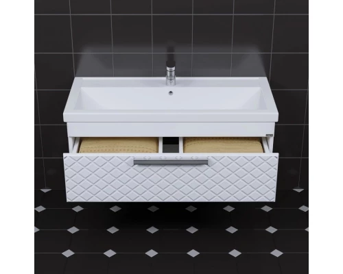 Тумба с раковиной белый глянец 100 см Санта Калипсо 217006LN + FOCTEP100