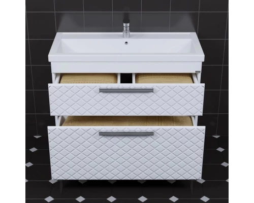Тумба с раковиной белый глянец 101,2 см Санта Калипсо 217011LN + FOCTEP100