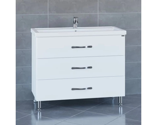 Тумба с раковиной белый глянец 101 см Санта Виктория 700131N + FOCTEP100