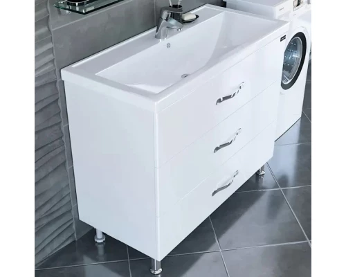 Тумба с раковиной белый глянец 101 см Санта Виктория 700131N + FOCTEP100