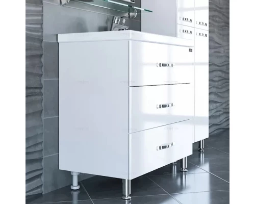 Тумба с раковиной белый глянец 81,5 см Санта Виктория 700129N + FOCTEP80
