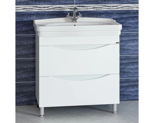 Тумба с раковиной белый глянец 86 см Санта Сатурн 700198 + Modeph85