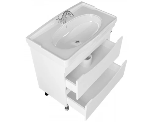 Тумба с раковиной белый глянец 86 см Санта Сатурн 700198 + Modeph85