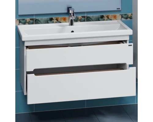 Тумба с раковиной белый глянец 101,2 см Санта Лондон 224040 + FOCTEP100